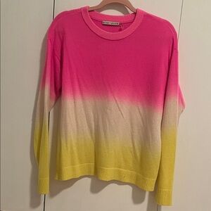 Alice + Olivia pink and yellow cashmere sweater